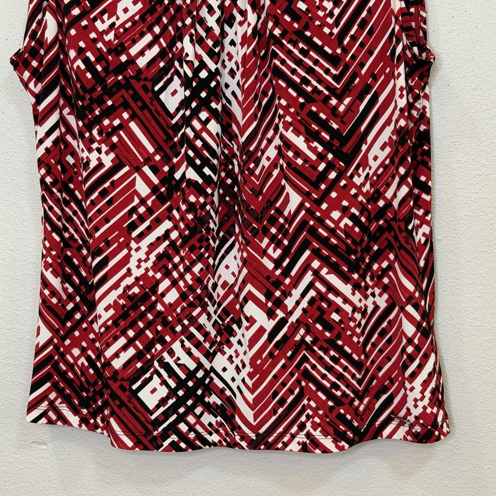 Calvin Klein Blouse Womens Size XL Red Print Sleeveless Pleat Round Neck NEW - Picture 5 of 8